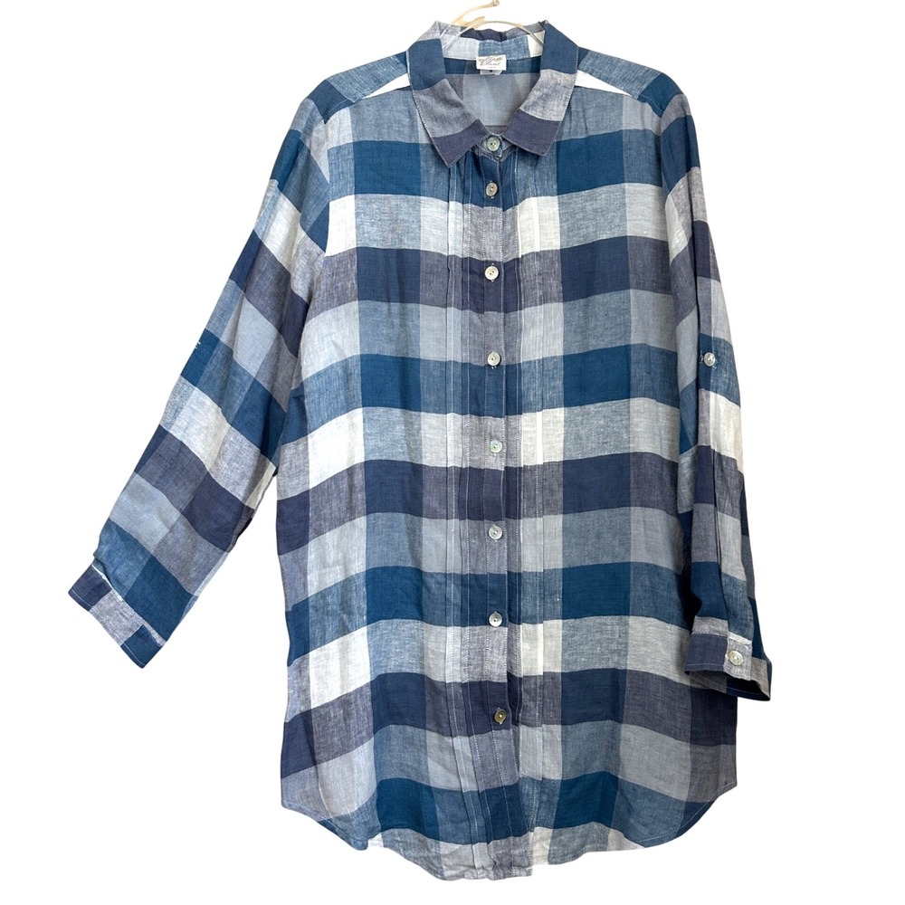 Match Point Shirt Medium Lagenlook Breathable Natural Fiber Relaxed Coastal Cool